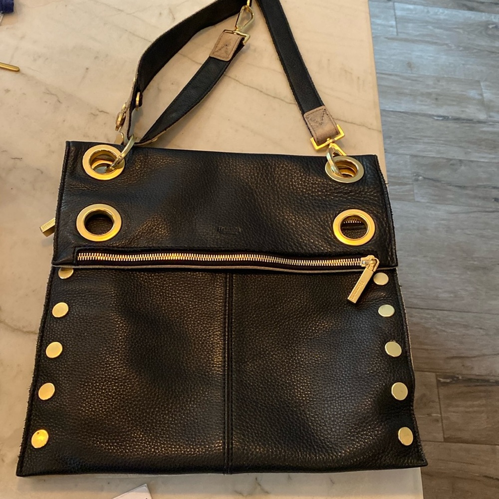 Large Black and Pewter Leather Hammitt Montana